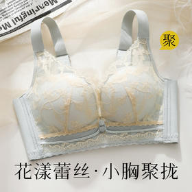 【小胸专属】时尚蕾丝聚拢显大调整型内衣女上托侧收美背无钢圈花影浮华