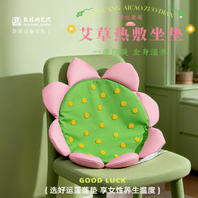 敦煌研究院 【好运莲莲艾草热敷坐垫】 养生加热坐垫办公室坐垫送女生