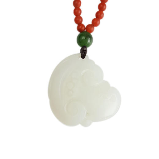 【天然正品】天然新疆料细腻一级白油润度佳如意（万事如意）和田玉吊坠项链中性260925NJM67现售价：2480 商品图0