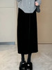 【GZ】无忧购 高端赫本风丝绒半身裙女秋冬新款中长款开叉显瘦包臀直筒裙子9903开叉（截单后3-5天发货） 商品缩略图2