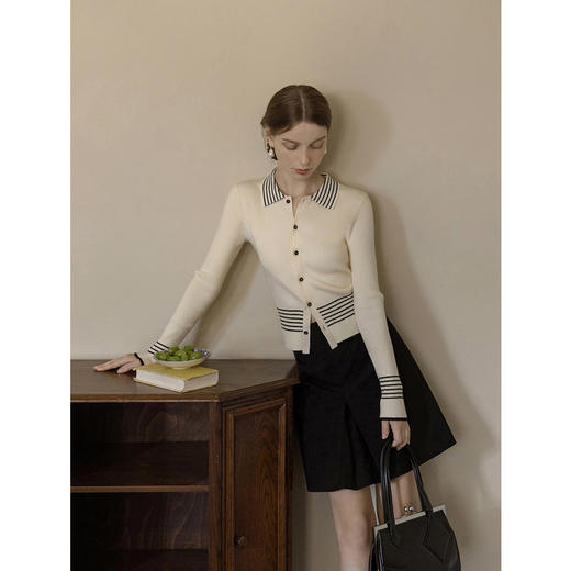 轻法式浪漫【 条纹翻领小香风针织衫】轻奢内涵 温柔实穿 商品图2