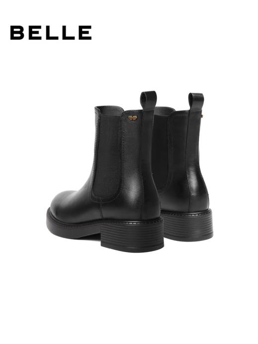 BF楼百丽复古真皮加绒保暖切尔西靴子女25冬新粗跟休闲短靴E8M1DDZ5 商品图2