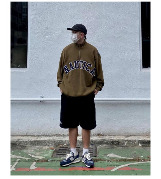 NTC长谷川 秋冬加绒 学院派半拉链宽松卫衣 WY920 商品图2