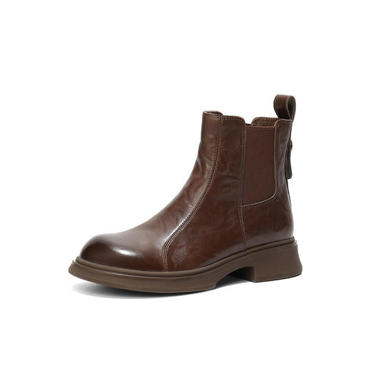 【云粉节】BF楼 森达牛皮切尔西靴2025冬季新款时尚英伦风平跟短靴XTT01吊牌价1199活动价599 商品图4