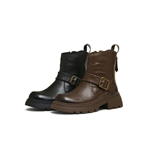 【云粉节】BF楼天美意复古厚底西部靴时装靴女鞋休闲短靴皮靴2025冬新款BK062DZ5吊牌价1399活动价639 商品图0