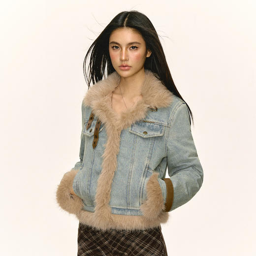 Ariseism 美式复古设计感牛仔棉衣外套女秋冬新款棉服上衣 商品图1