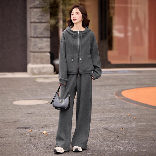 休闲时尚运动连帽卫衣套装，松弛感宽松阔腿裤两件套HR-GJC2599 商品图0