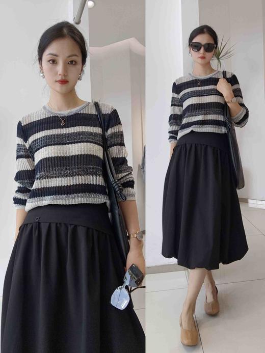 582218条纹圆领毛衫 商品图0