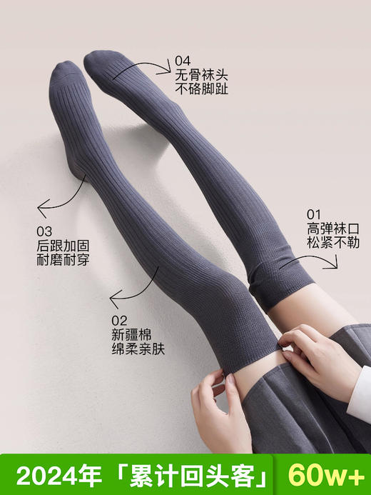 原价25.8 限时折扣12.9元【体慕】长靴过膝袜子女长筒袜春秋款小腿堆堆袜2025新款大腿袜白色夏薄款 商品图3
