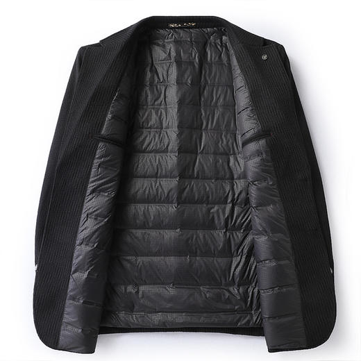 【90白鸭绒】【DDS】大依优型大码男装冬季西装外套羽绒内胆时尚休闲条纹长袖羊毛大衣 商品图3