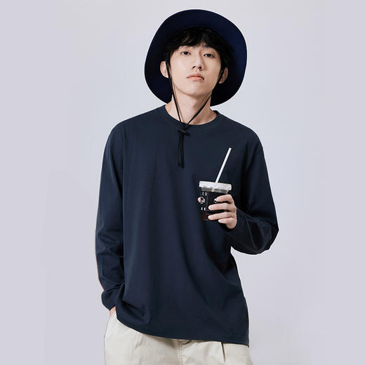 【春季特卖，特惠3件装】【拍一件不发， 选3件加入购物车自动减】春秋季230g长袖T恤男女同款纯棉圆领宽松百搭叠穿上衣休闲情侣打底衫 商品图2