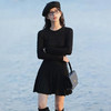西遇长袖针织连衣裙女秋季新款复古圆领麻花收腰显瘦长裙SS051576 商品缩略图2