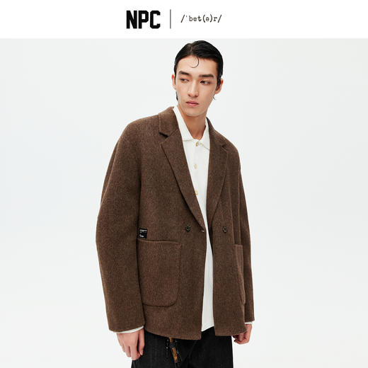 NPC潮牌老钱静奢风100%绵羊毛双排扣毛呢西服男简约复古NP58WC28 商品图0