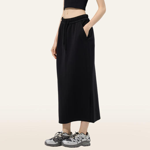 Leorrey乐拉双侧口袋时尚百搭收腰直筒版型柔软运动休闲半身卫裙DQ7371 商品图4