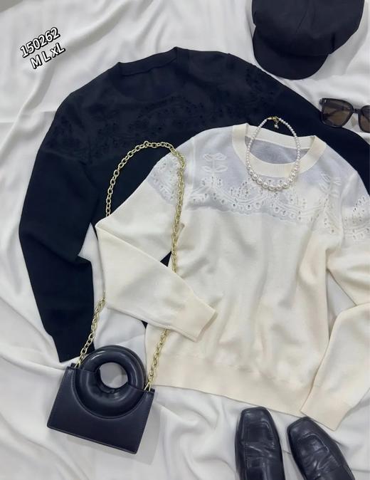 33GAR150262#绵羊毛镂空套头针织衫 商品图1