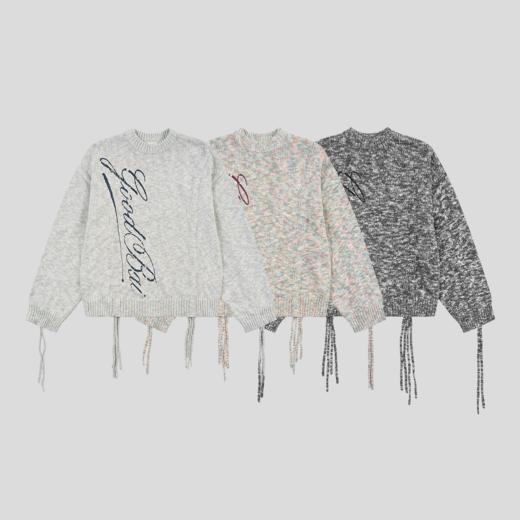 GOODBAI 斜体logo印花多色圆领抽绳oversize针织衫 商品图1