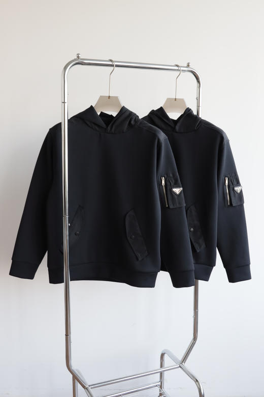 P.R.D 尼龙拼接 廓形宽松 连帽卫衣外套 WY921 商品图3