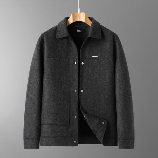 【DDT】大依优型大码男装秋冬厚款仿毛呢夹克外套商务休闲翻领长袖外套加肥加大 商品图2