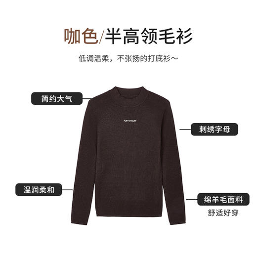 【商场同款】CNK5040 “ 摩卡密语 ”  纯羊毛半高领毛衫 紧密坑条显瘦好穿 商品图3