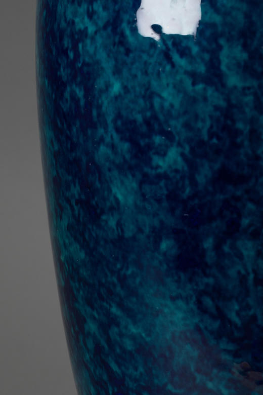 独角鹿西洋古董1884-1885年代法国御窑塞弗尔出品古典卷叶纹手绘描金装饰变彩蓝绿釉花瓶 商品图3