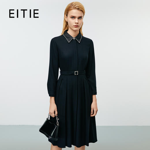 EITIE爱特爱冬季新款气质修身通勤显瘦百搭毛呢连衣裙8007704 商品图0