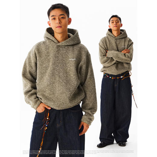 CryingCenter轻量花纱摇粒绒慵懒廓形连帽卫衣保暖春秋冬季男女款 商品图1