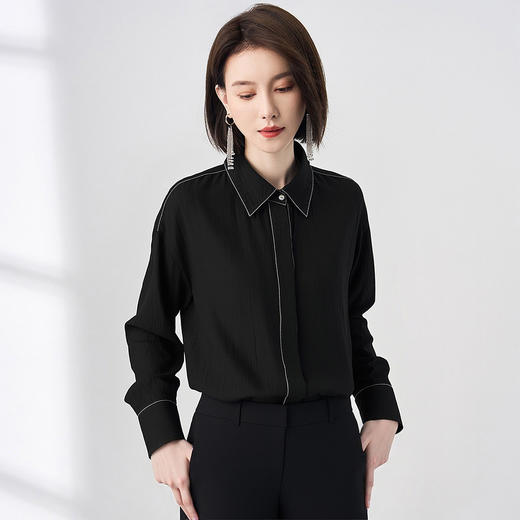 【商务优雅】罗蒙春秋女士长袖衬衫简约透气易打理日常衬衣女通勤工作 商品图1
