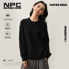 NPC潮牌字母刺绣100%山羊绒圆领羊绒衫男插肩袖简约保暖NP49SW01