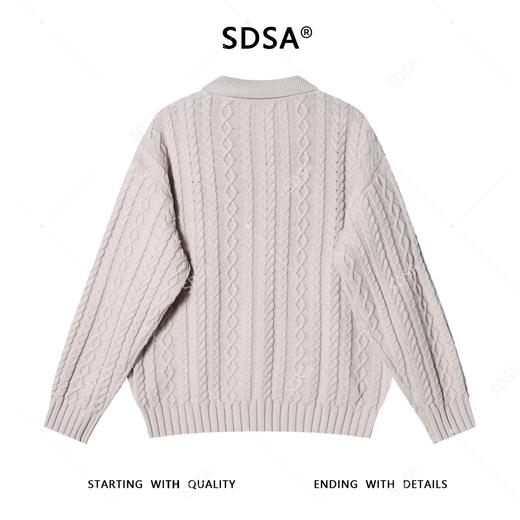 257142SDSA男士秋冬新款痞帅男装简约纯色纽花翻领毛衣百搭慵懒风针织衫 商品图5