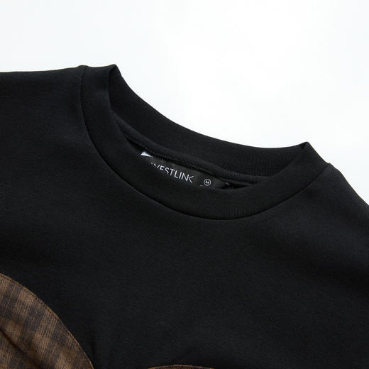 西遇气质撞色格纹拼接长袖连衣裙女秋季抽褶高腰显瘦A字裙V0055252 商品图5