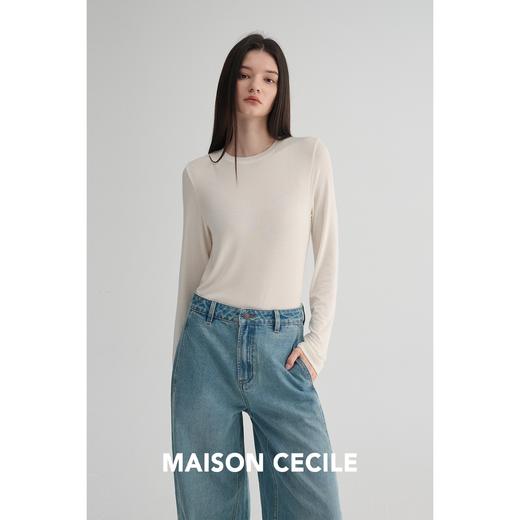 MAISON CECILE 三色/天丝羊毛细腻柔软百搭纯色圆领长袖打底衫 商品图1