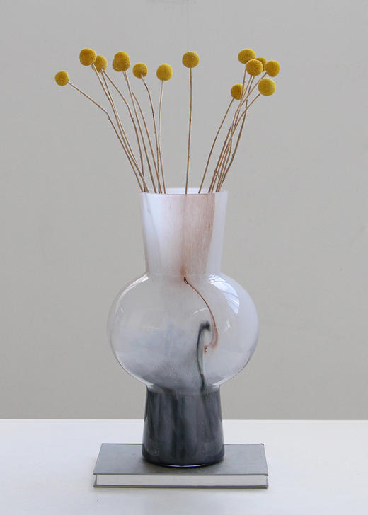 新中式石纹玻璃花器黑白水墨晕染侘寂风水培客厅餐桌装饰品摆件 商品图5