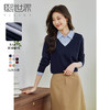 【周四狂欢价】熙世界通勤衬衫领拼接假两件针织衫秋季新款内搭长袖打底衫上衣 商品缩略图0