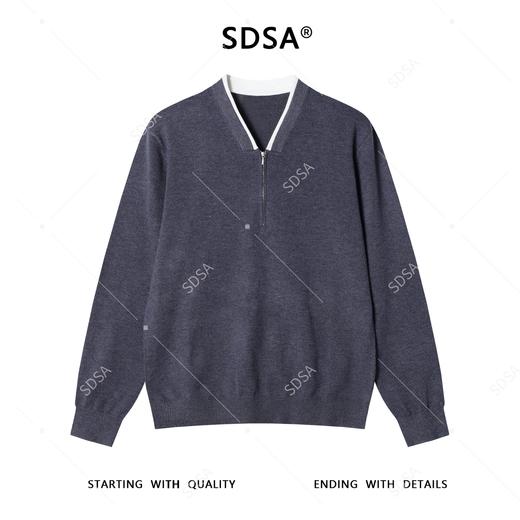 6292SDSA男士秋冬新款痞帅男装韩版简约半拉链V领假两件针织毛衣百搭 商品图1