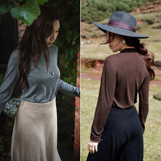 L125090201SY 半高领天丝莱赛尔+羊毛针织衫 打底长袖 商品图2