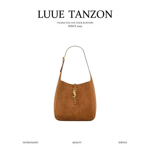 圣罗兰 LE5A7 经典品牌字母微标 麂皮 手提单肩包 焦糖棕色(MM) 商品图0