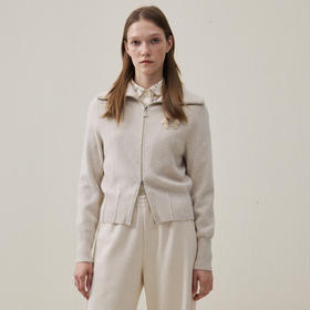 谜底针织开衫长袖2025冬季新品时髦显瘦双开拉链毛衣女254MZ1912