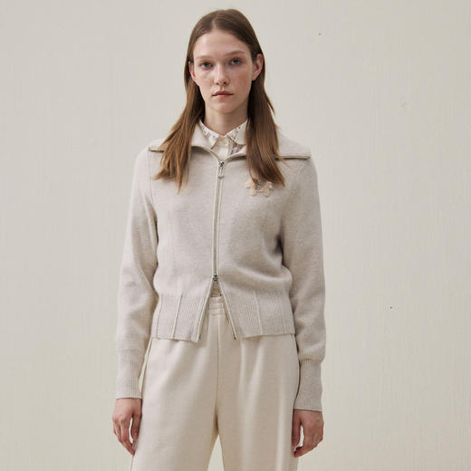 谜底针织开衫长袖2025冬季新品时髦显瘦双开拉链毛衣女254MZ1912 商品图0