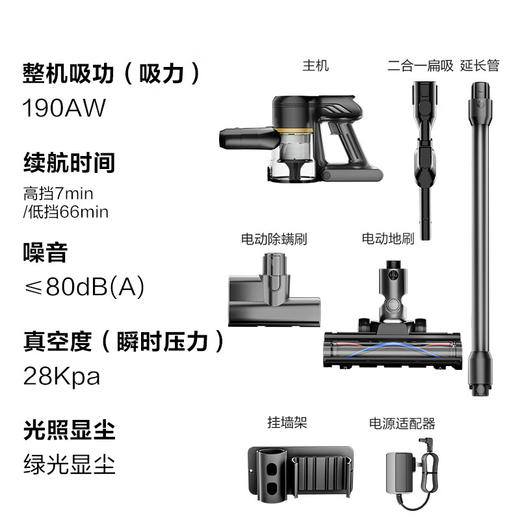 海尔（Haier）无线吸尘器真空绿光显尘吸尘除螨家用手持大吸力可壁挂宠物吸毛 轻量车辆清洁 宠物毛发清洁 G16S MAX 商品图11