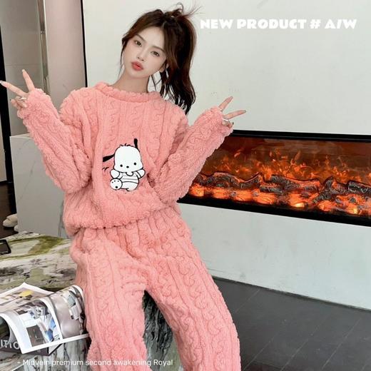珊瑚绒睡衣女秋冬季加绒加厚款网红卡通哈帕狗学生可外穿家居服 商品图2