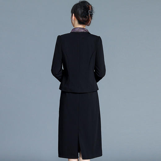 QYM 65101-Y时尚两件套裙中长款包臀连衣裙西装外套套装裙 商品图2