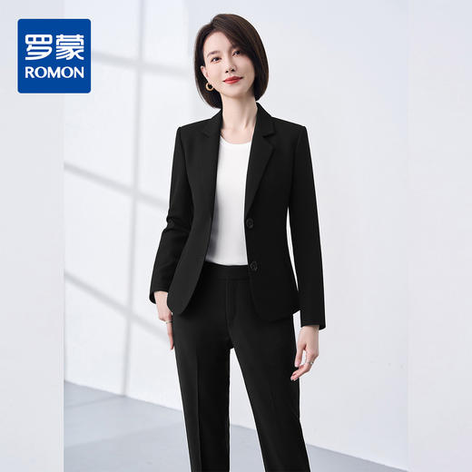 罗蒙春秋女士长袖西服舒适商务通勤简约大方百搭日常西装外套女 商品图0