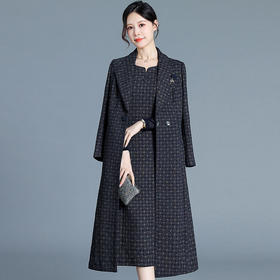 QYM H3395-Y时尚气质两件套裙风衣外套+内搭中长款连衣裙