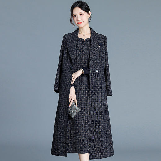 QYM H3395-Y时尚气质两件套裙风衣外套+内搭中长款连衣裙 商品图0