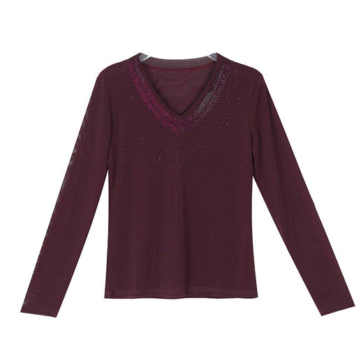 KQL D36M8319网纱气质洋气妈妈装显瘦长袖上衣 商品图4