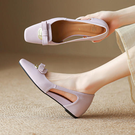 【预售5天】3.5cm中跟夏季新款羊皮镂空蝴蝶结包头内增高凉鞋HCYYHD&6087 商品图0