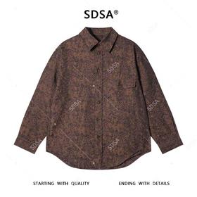 SDSA男士秋冬新款痞帅男装潮牌植物花卉印花纽扣翻领长袖衬衫百搭