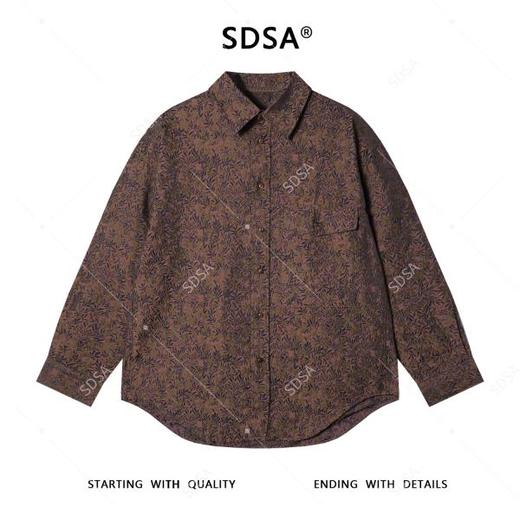 SDSA男士秋冬新款痞帅男装潮牌植物花卉印花纽扣翻领长袖衬衫百搭 商品图0