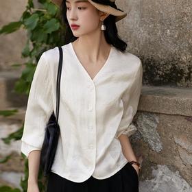 三醋酸不规则龟裂纹新中式系列衬衫，上身一眼贵。