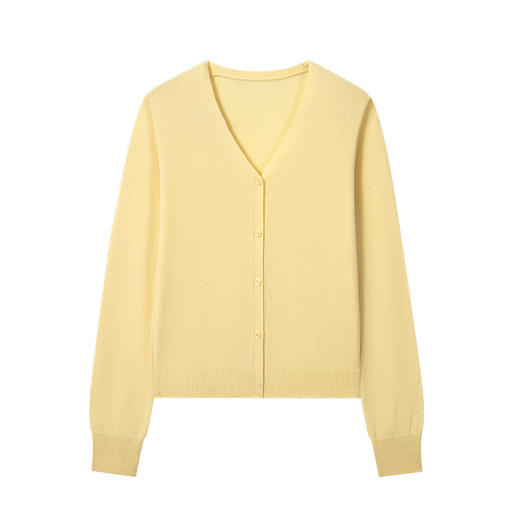 「自」全新升级【铂金会员192/天猫259/差价67】(95137)洛诗琳美利奴100羊毛针织开衫2025秋季气质V领显瘦短外套 商品图4